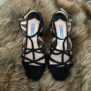 Prada Black Velvet Heels - only worn once!